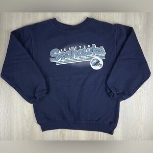VTG Y2K Seattle Seahawks Reebok Kids Size 7 Blue Crewneck Sweatshirt NFL